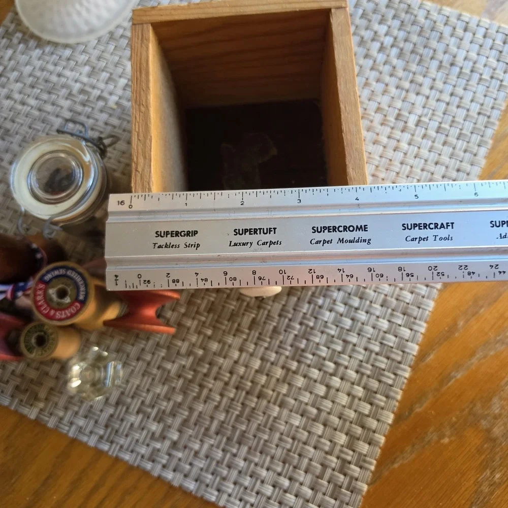 Vintage Inspired Wooden Sewing Thread Box w/ Porcelain Knob & Vintage Wood...